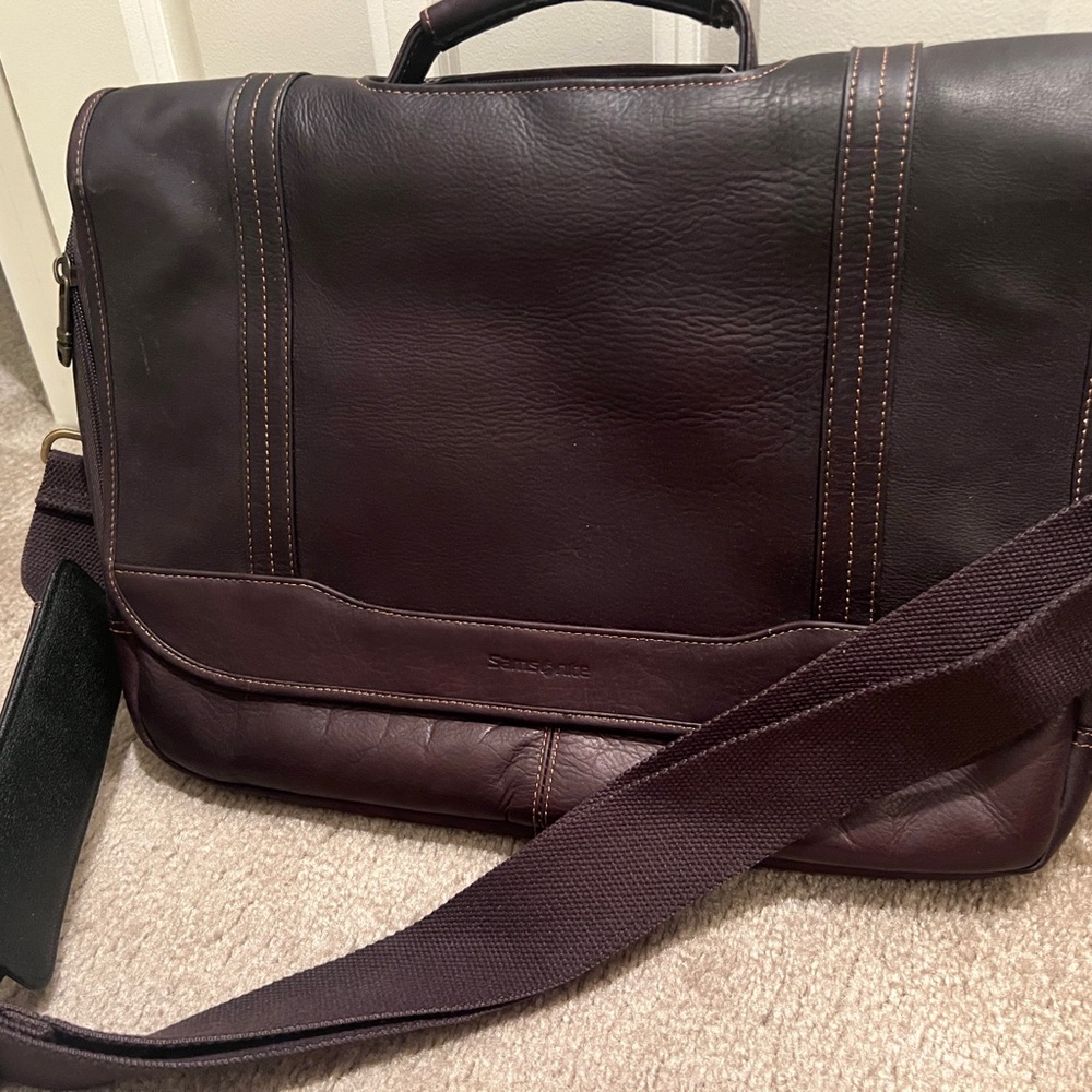 Samsonite Dark Brown Leather Messenger Bag